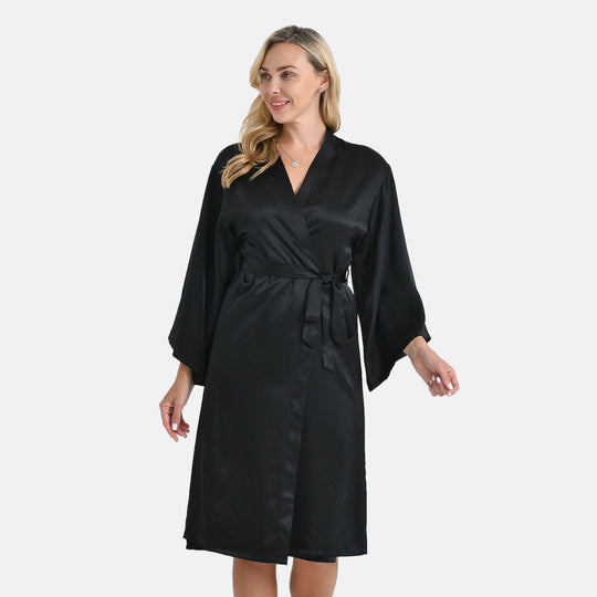 LA MAREY Signature - Kimono lang aus 100% Maulbeerseide, Einheitsgröße, passend für Größe 36-42, Champagner