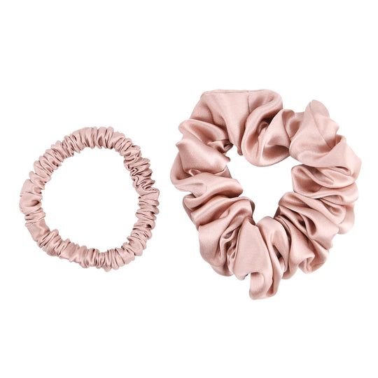 LA MAREY Signature - Seiden-Scrunchies aus 100% Maulbeerseide, 1 cm und 3,5 cm, Petrol