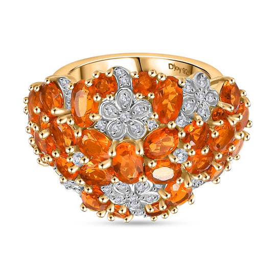D'Joy AAA Blaze Feueropal Ring 925 Silber 750 Gelbgold Vermeil (Größe 20.00) ca. 3,29 ct