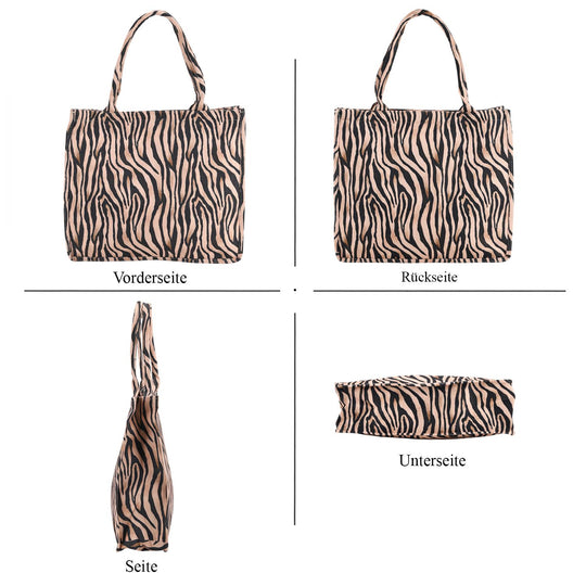 Zebra Print Design Set, Shopper und Handy Umhängetasche, 40 x 12 x 35 cm, Zebra