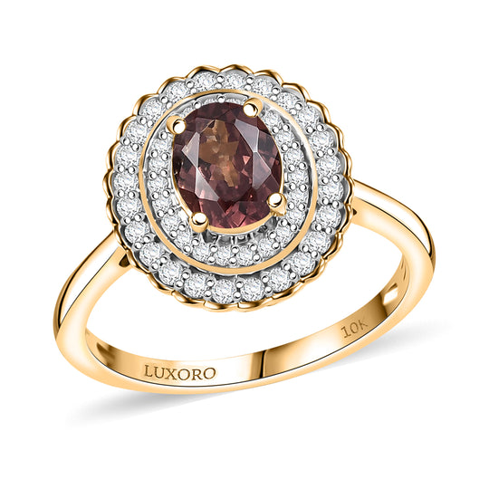 LUXORO AAA Farbwechsel Granat, Weißer Diamant Ring 417 Gold (Größe 18.00) (10-16 Werktage Lieferzeit) ca. 2,11 ct