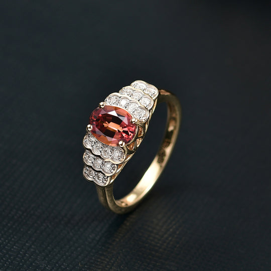 LUXORO AAA Farbwechsel Granat, Weißer Diamant Ring 417 Gold (Größe 17.00) (10-16 Werktage Lieferzeit) ca. 1,59 ct