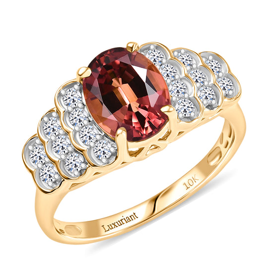 LUXORO AAA Farbwechsel Granat, Weißer Diamant Ring 417 Gold (Größe 17.00) (10-16 Werktage Lieferzeit) ca. 1,59 ct