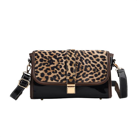 Chaos by Elsie - Echtleder Crossbody Tasche mit RFID, Leopardenmotiv Klappe, 2 Außenfächer mit Reißverschluss, 28 x 10 x 18 cm, Beige