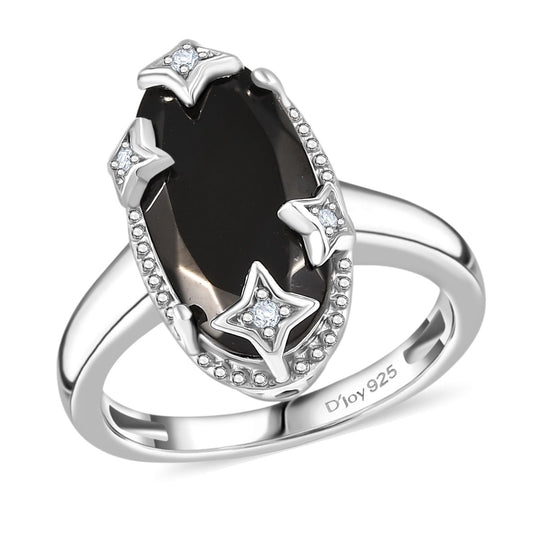 D'Joy Elite Shungit, Weißer Zirkon Ring 925 Silber platiniert (Größe 21.00) ca. 2,55 ct