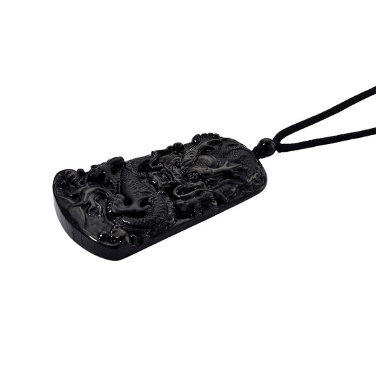 Schwarze Jadeit Anhänger mit verstellbarem Baumwollband, ca. 125.00 ct