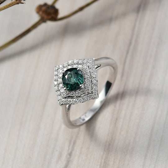 LUXORO AAA Pirineu Lagoon Tourmaline, Weißer Diamant Ring 417 Gold (Größe 18.00) (10-16 Werktage Lieferzeit) ca. 1,21 ct