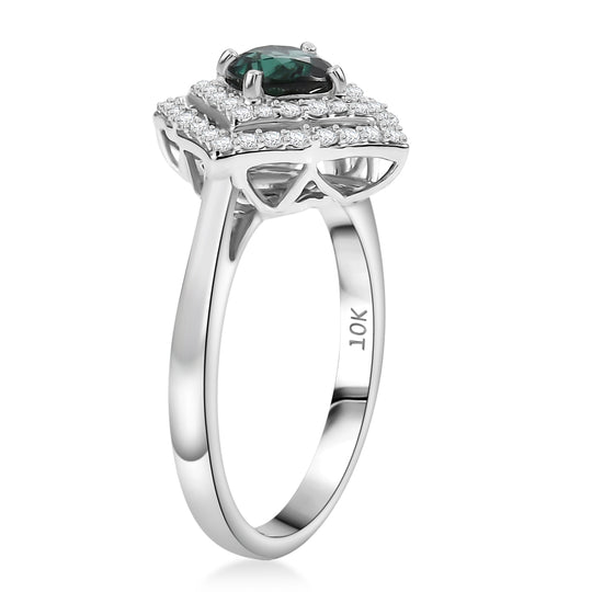 LUXORO AAA Pirineu Lagoon Tourmaline, Weißer Diamant Ring 417 Gold (Größe 18.00) (10-16 Werktage Lieferzeit) ca. 1,21 ct