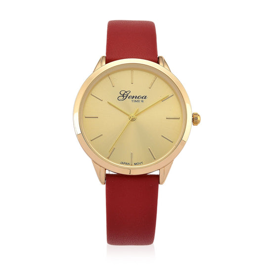 GENOA TIME - Armbanduhr Legierung, silberfarben, Zifferblatt Weiß-Sunshine, 3 ATM wasserdicht
