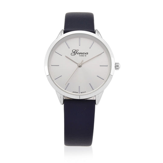 GENOA TIME - Armbanduhr Legierung, silberfarben, Zifferblatt Weiß-Sunshine, 3 ATM wasserdicht