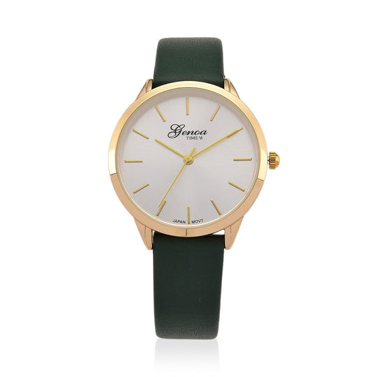 GENOA TIME - Armbanduhr Legierung, silberfarben, Zifferblatt Weiß-Sunshine, 3 ATM wasserdicht