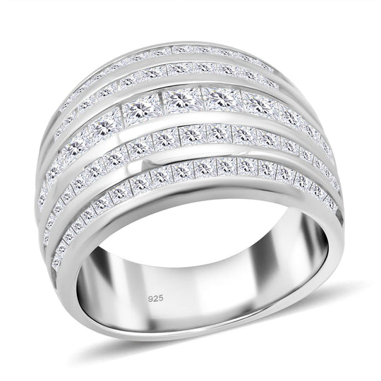 Lustro Stella Weißer Zirkonia Ring 925 Silber rhodiniert (Größe 18.00)