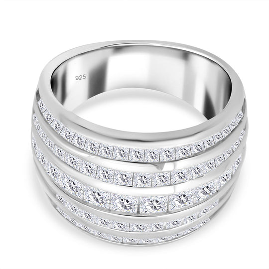 Lustro Stella Weißer Zirkonia Ring 925 Silber rhodiniert (Größe 18.00)