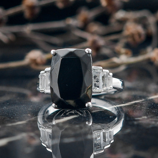 D'Joy Elite Shungit, Weißer Topas Ring 925 Silber rhodiniert (Größe 17.00) ca. 5,37 ct