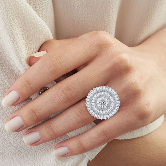 LUSTRO STELLA - Weißer Zirkonia Ring 925 Silber rhodiniert (Größe 20.00) 0.05 ct