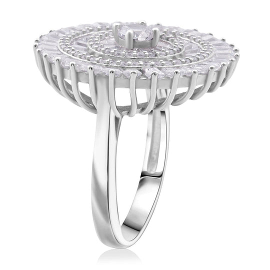 LUSTRO STELLA - Weißer Zirkonia Ring 925 Silber rhodiniert (Größe 20.00) 0.05 ct