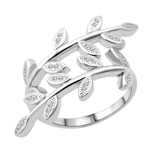 LUSTRO STELLA - Weißer Zirkonia Ring 925 Silber rhodiniert (Größe 21.00)