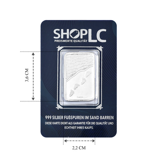 EXKLUSIVES GESCHENK - 999er Silber Fußabdrücke Silberbarren, 5,00g