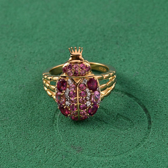 GP Trionfo Kollektion- Natürlicher Rhodolith Granat, Lotus Granat Ring 925 Silber 750 Gelbgold Vermeil (Größe 19.00) ca. 2.41 ct
