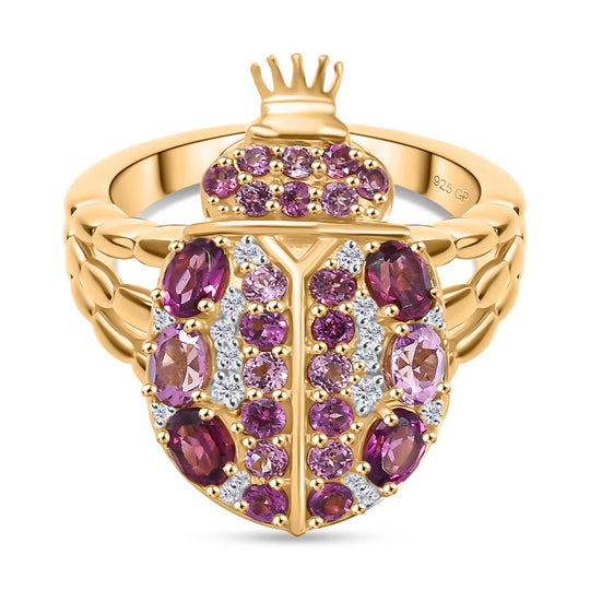 GP Trionfo Kollektion- Natürlicher Rhodolith Granat, Lotus Granat Ring 925 Silber 750 Gelbgold Vermeil (Größe 19.00) ca. 2.41 ct