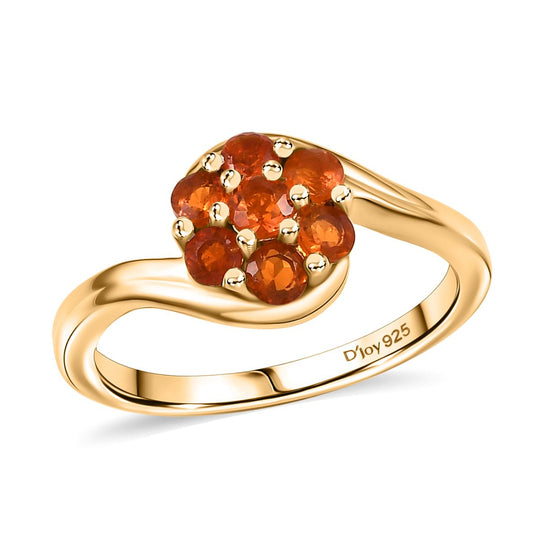 D'Joy AAA Blaze Feueropal Ring 925 Silber 750 Gelb Vergoldet (Größe 20.00) ca. 0,42 ct