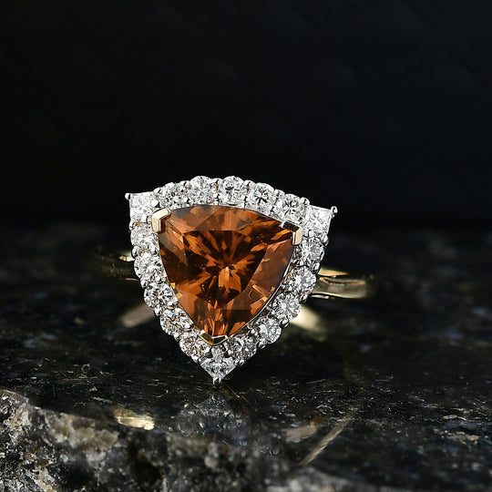LUXURIANT (10-16 Werktage Lieferzeit) 3,74 ct. AAA Goldene Turkizit und Labor Diamant Ring in 417 Gold