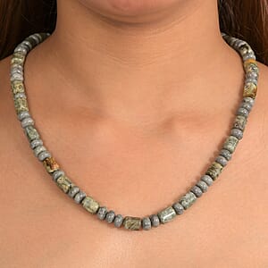 Moosachat Halskette ca. 45 cm 316L Edelstahl ca. 265,00 ct.