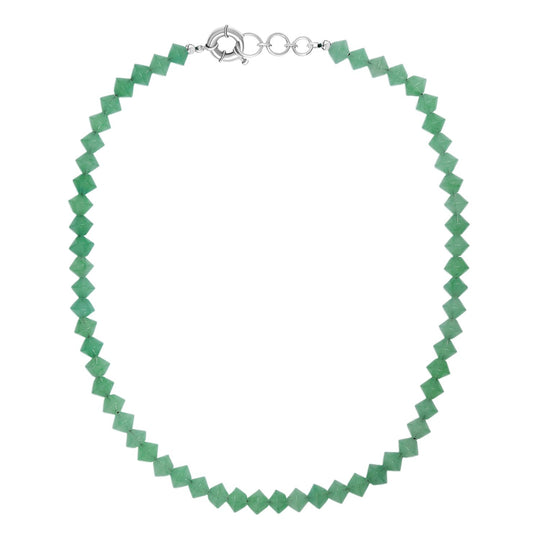 Grüner Aventurin Halskette ca. 50 cm mit 2.5 cm extender, Nickelfreies Messing platiniert ca. 250.00 ct