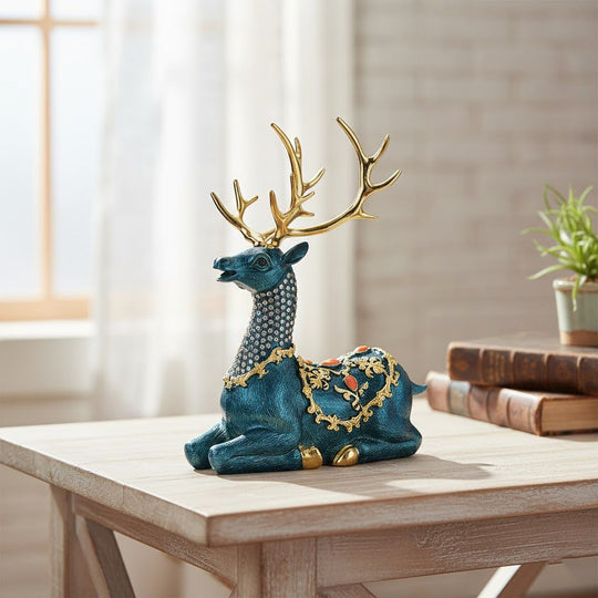 LIVMORE Rentier Design Schmuckdose Legierung 15.5 x 19 cm Navy Gold