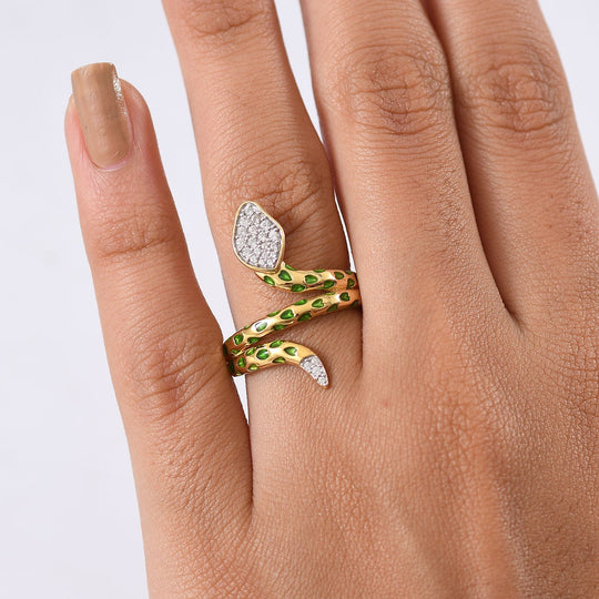 GP Trionfo Kollektion- Weißer Zirkon Ring 925 Silber 750 Gelb Vergoldet (Größe 17.00) ca. 0.36 ct