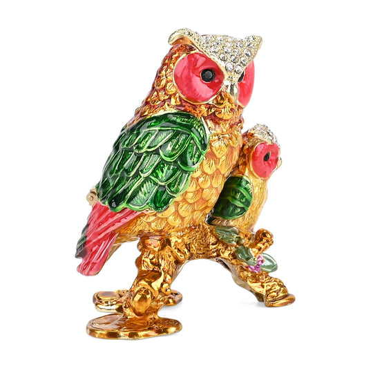 Zwei Eulen Design Schmuckdose Legierung 7 x 7 x 8 cm Mehrfarbig
