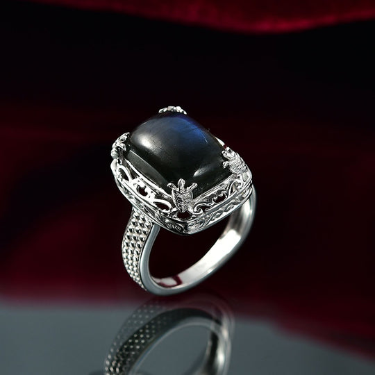 D'Joy AAA Labradorit Ring 925 Silber rhodiniert (Größe 18.00) ca. 7,38 ct