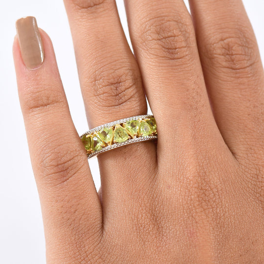 Natürlicher Peridot Ring, Nickelfreies Messing (Größe 19.00) ca. 2.34 ct