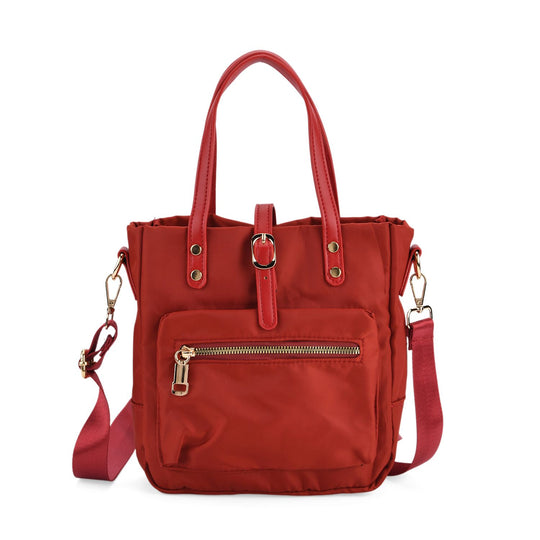 Urban Nylon Crossbody Tasche, 3 Außenfächer und 2 Innenfächer, 22 x 23 x 9 cm, Braun
