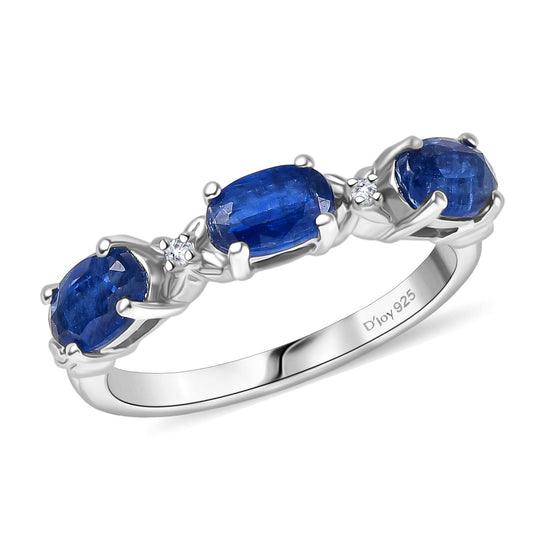 D'Joy AA Natürlicher Kaschmir-Kyanit, Moissanit Ring 925 Silber rhodiniert (Größe 21.00) ca. 2,13 ct