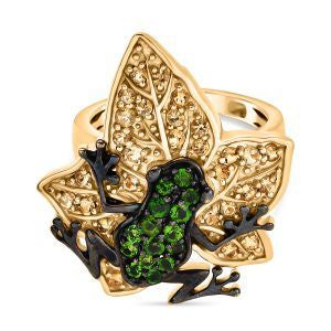 GP Trionfo Kollektion- Natürlicher Chromdiopsid, Citrin Ring 925 Silber 750 Gelbgold Vermeil (Größe 19.00) ca. 1.15 ct
