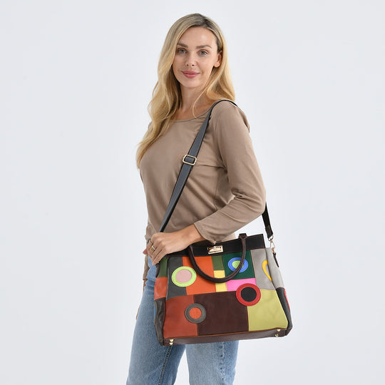Chaos by Elsie - Tote-Bag aus echtem Leder mit RFID geprägtes Krokodil-Design mit glänzendem Rautenmuster Größe: 31,5x15x31 cm