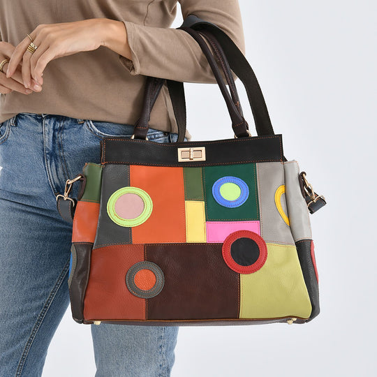 Chaos by Elsie - Tote-Bag aus echtem Leder mit RFID geprägtes Krokodil-Design mit glänzendem Rautenmuster Größe: 31,5x15x31 cm