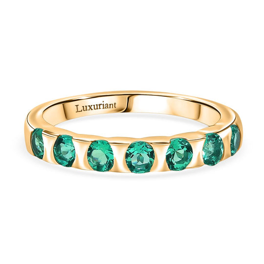 Luxuriant - AAA Lab Grown Kolumbianischer Smaragd Ring 925 Silber rhodiniert (Größe 21.00) ca. 0.83 ct