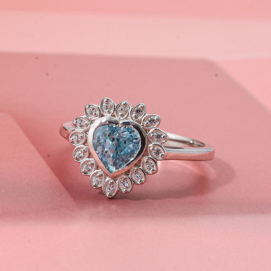 D'Joy AA Blauer Zirkon, Weißer Zirkon Ring 925 Silber rhodiniert (Größe 20.00) ca. 1,51 ct