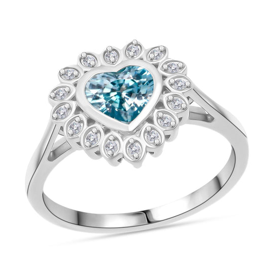 D'Joy AA Blauer Zirkon, Weißer Zirkon Ring 925 Silber rhodiniert (Größe 20.00) ca. 1,51 ct