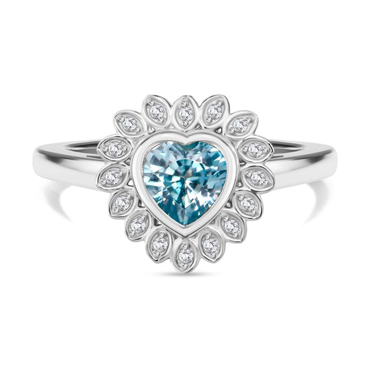 D'Joy AA Blauer Zirkon, Weißer Zirkon Ring 925 Silber rhodiniert (Größe 20.00) ca. 1,51 ct