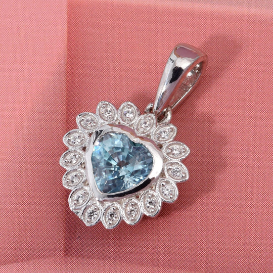 D'Joy AA Blauer Zirkon, Weißer Zirkon Anhänger 925 Silber rhodiniert ca. 1.51 ct