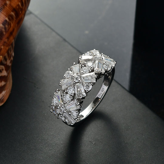 D'Joy Moissanit Ring 925 Silber rhodiniert (Größe 18.00) ca. 2,68 ct