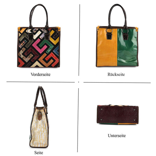 Chaos by Elsie Echtleder Crossbody Tasche mit RFID Schutz, Multicolor Prägedesign, 1 Außenfach und 2 Innenfächer, 36 x 15 x 25 cm Wall: Genuine Leather Lining: Polyester Exterior:zipped-1, Interior:zipped-1, slip-1 with 1 Long