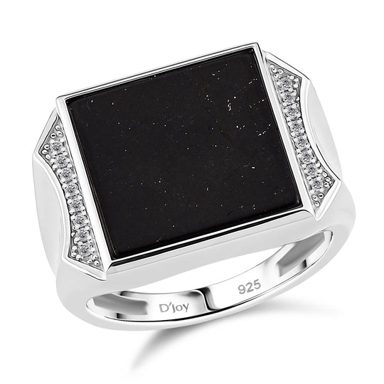 D'Joy Shungit, Weißer Topas Ring 925 Silber rhodiniert (Größe 17.00) ca. 6.58 ct
