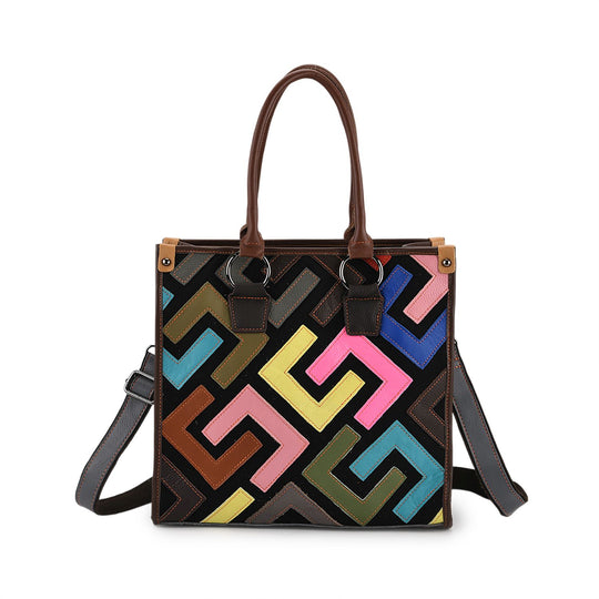 Chaos by Elsie Echtleder Crossbody Tasche mit RFID Schutz, Multicolor Prägedesign, 1 Außenfach und 2 Innenfächer, 36 x 15 x 25 cm Wall: Genuine Leather Lining: Polyester Exterior:zipped-1, Interior:zipped-1, slip-1 with 1 Long
