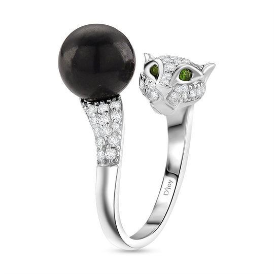 D'Joy Shungit, Natürlicher Chromdiopsid Ring 925 Silber Rhodiniert (Größe 16.00) ca. 6,96 ct