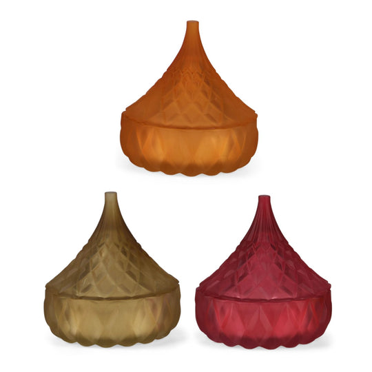 3er Set - Duftkerze Glass, je 50gr - 15 Std. Brenndauer - 3 ml Ätherische Öl, Erdbeere, Französischer Kaffee, Pfirsichblütenhonig