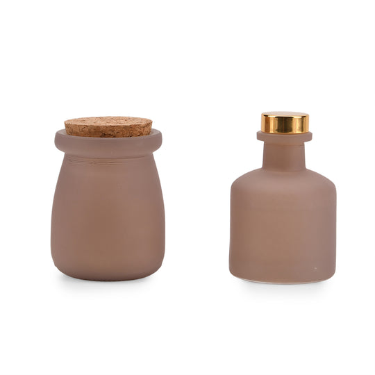 2er Set - Duftkerze 5 x 7 cm und Öl-Diffusor 50 ml mit Stäbchen, Brombeere & Lorbeerblatt